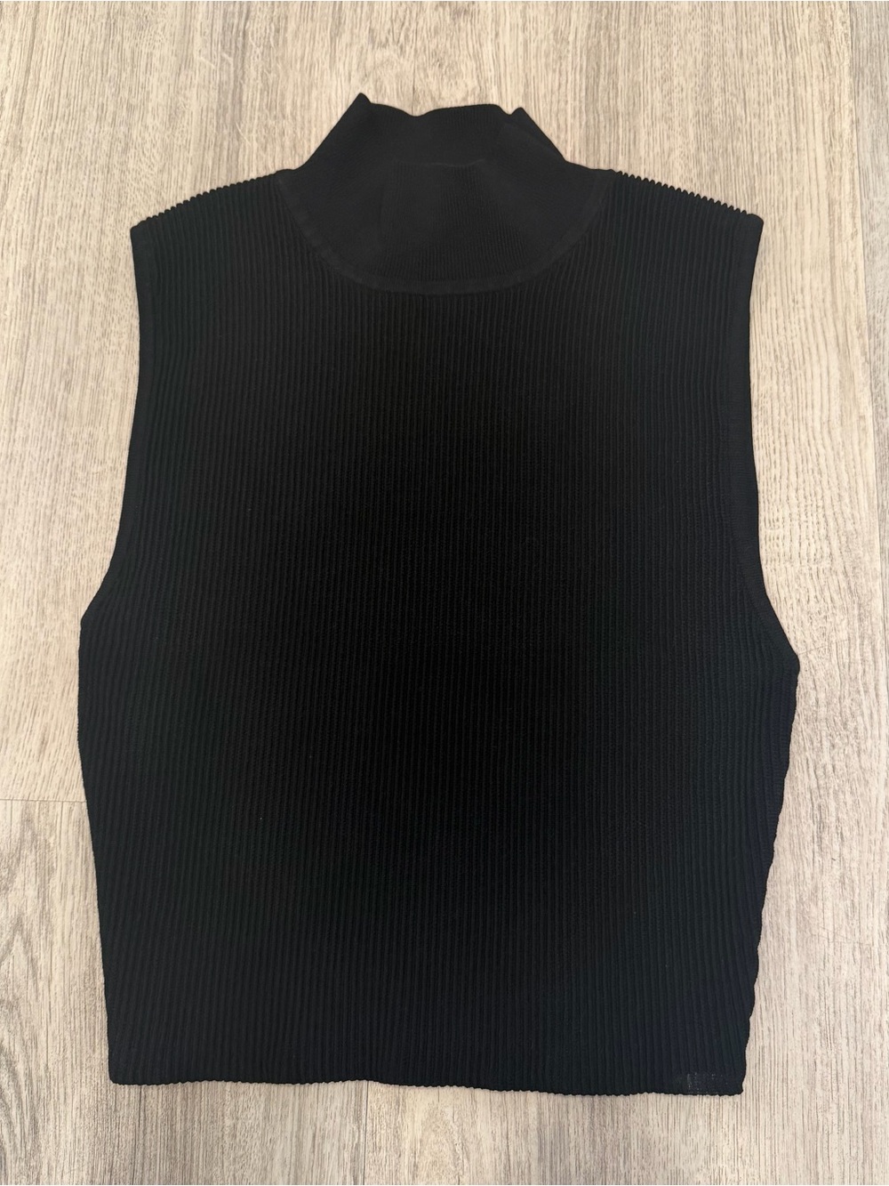 Babaton‎ by Aritzia Black Ribbed Mock Neck Sleeveless Knit Top Size Medium